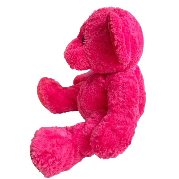 RUSS BERRIE VENUS Pink￼ Plush Bear Stuffed Animal Toy Purple Sheer Bow Vintage - Picture 2 of 13